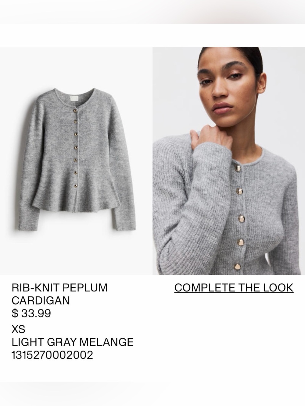 H&M Gray Ribbed Button Cardigan - Picture 5 of 7